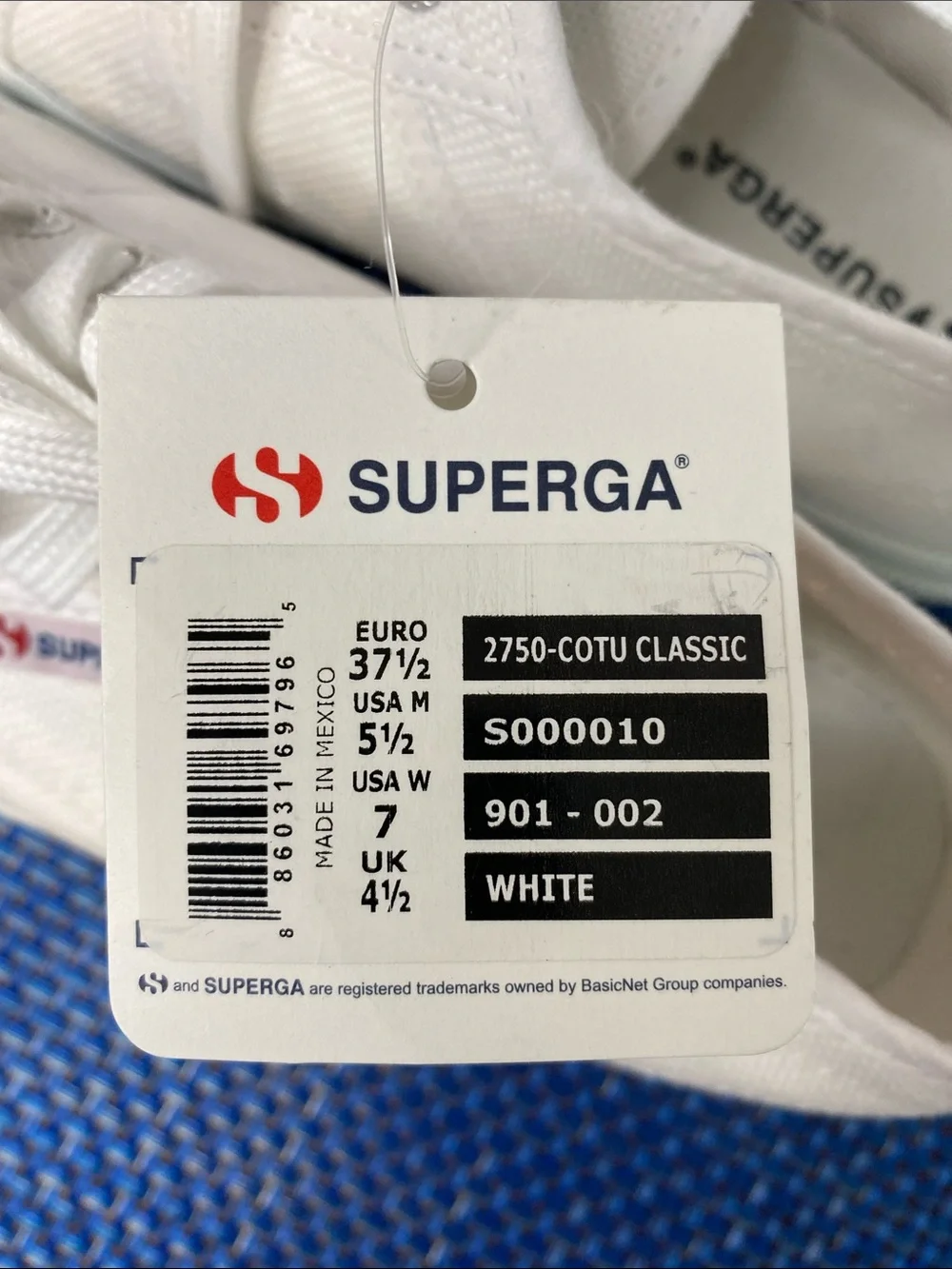 NWT Superga 2750 Cotu Classic sneakers in white, Sz. 7 W or 5.5 M